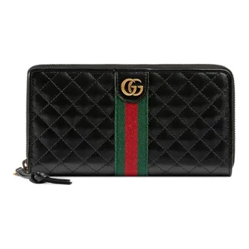 GUCCI Ophidia Diamond Pattern Cow Leather Wallet Regular Women's Black