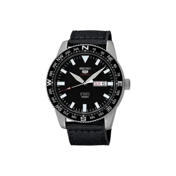 SEIKO Size 5 Sports Collection Mechanical Movement Nylon Strap Watch Men's Watches Black Dial