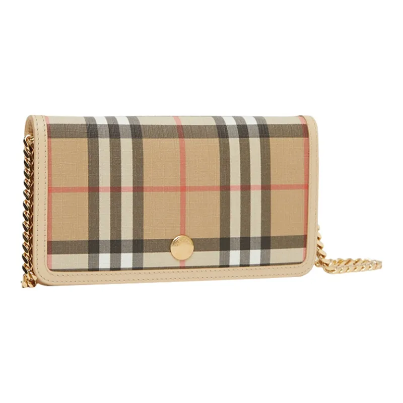 Burberry Vintage Eco Friendly Canvas Cell Phone Pouch, Coin Purse, Shoulder Bag, Crossbody Bag Women's Beige-2