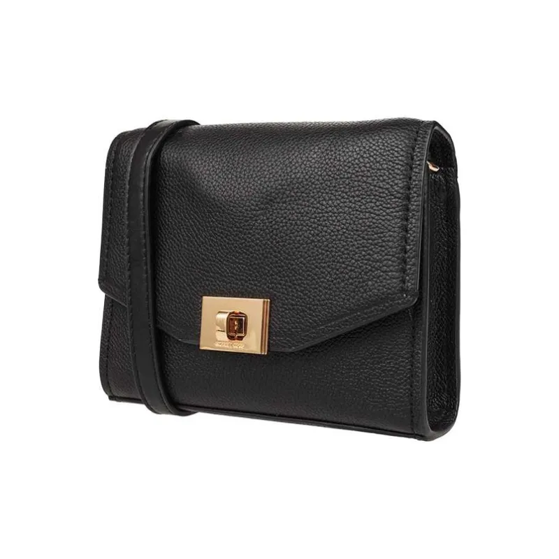 MICHAEL KORS Cassie Cow Leather Messenger Bag, Crossbody Bag Women's Black-1