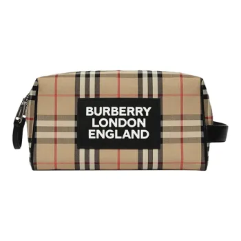 Burberry Canvas Travel Storage Toiletry Clutch Men's Beige