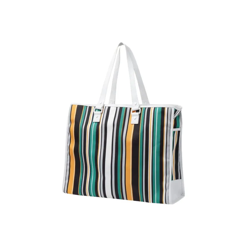 LiNing Polyester Tote Bag Shopping Bag Handbag Regular Unisex Green And Yellow Stripes-2