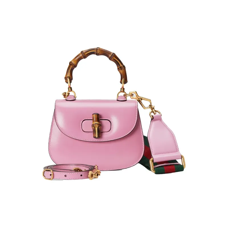GUCCI Bamboo 1947 Leather Bamboo Bag Handbags Shoulder Bags Mini Women's Pink-7
