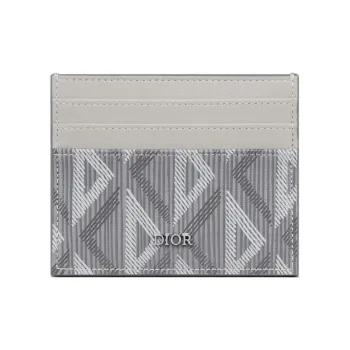 DIOR Smooth Cow Leather, Cotton, Gray Canvas Card Holder Card Holder Men's Gray