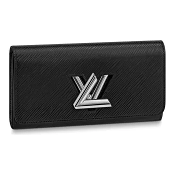 LOUIS VUITTON Cow Leather Wallet Unisex Black