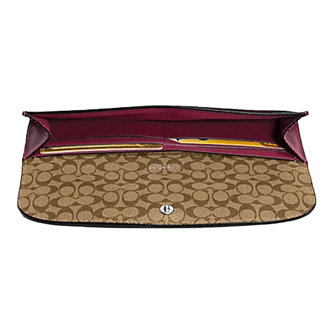 COACH Soft Wallet Soft Leather Card Holder Envelope Wallet Women's Berry Purple-1