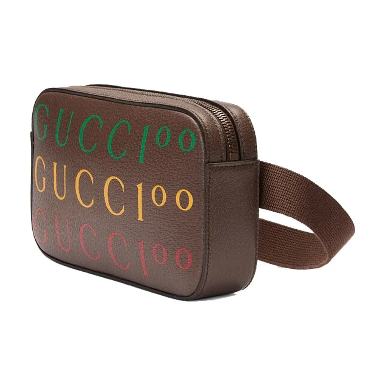 GUCCI Leather Fanny Pack, Sling Bag, Shoulder Bag, Crossbody Bag Unisex Brown-1