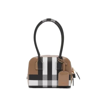 Burberry Cow Leather Half Cube Bag Shoulder Bag Mini Women's Camel