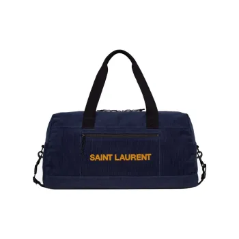 SAINT LAURENT Nux Corduroy Travel Bag, Cylinder Bag, Shoulder Bag, Crossbody Bag, Handbag Men's Dark Blue