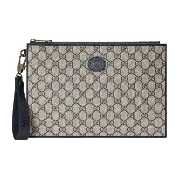 GUCCI Interlocking G Pouch Beige/Blue