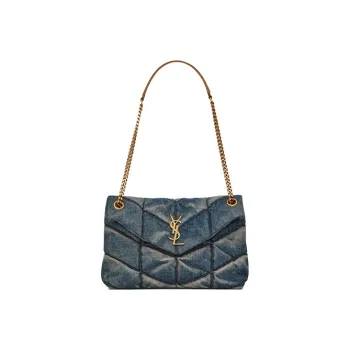 SAINT LAURENT LOULOUPUFFER Denim Cloud Bag, Pillow Bag, Shoulder Bag, Crossbody Bag Trumpets Women's Denim Blue
