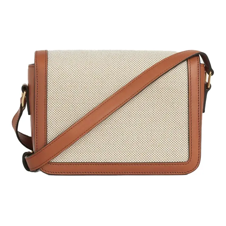 CELINE Textile Cow Leather Shoulder Bag Crossbody Handbag Shoulder Bag Women's White-2