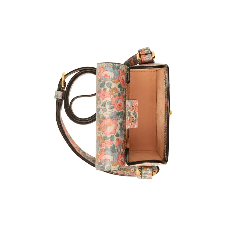 GUCCI Liberty Collaboration Leather Cell Phone Pouch Shoulder Bag Crossbody Bag Mini Women's Light Pink/Multicolor-5