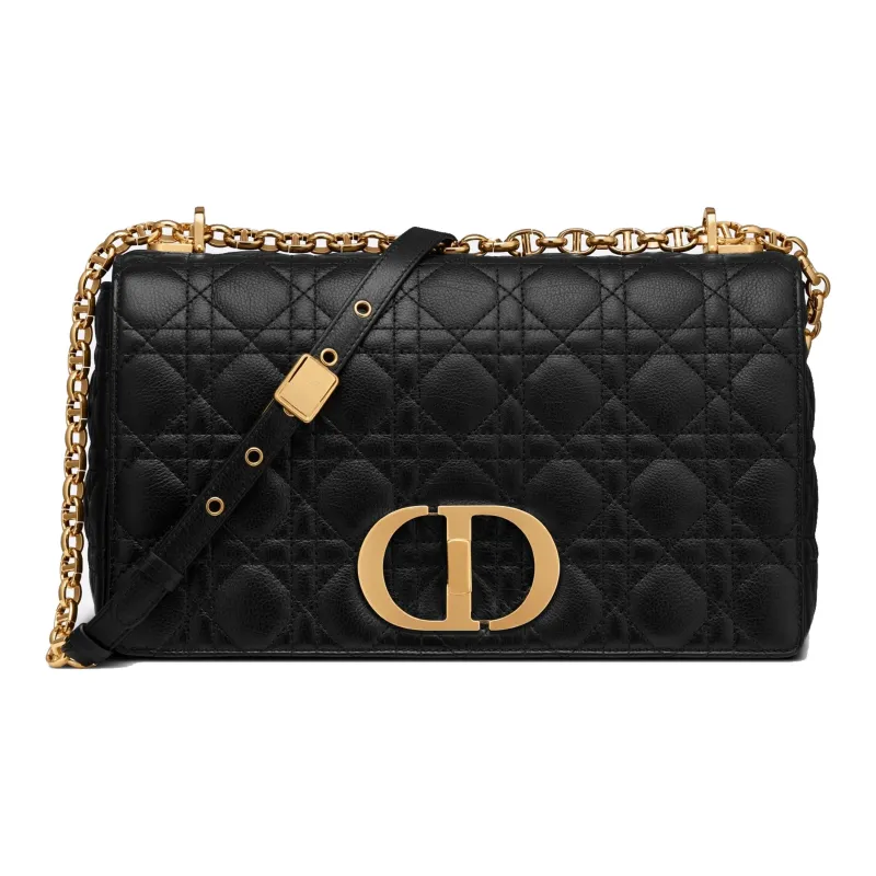 DIOR Caro Calfskin Crossbody Bag Shoulder Bag Women's Black-0