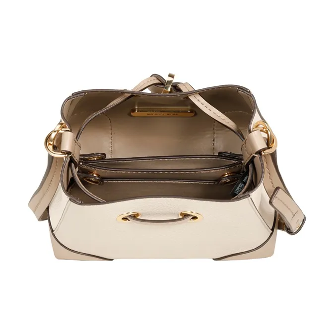 MICHAEL KORS Mercer Gallery Bucket Leather Bucket Bag Handbag Shoulder Bag Crossbody Bag Extra Small Women's Beige Pink-3