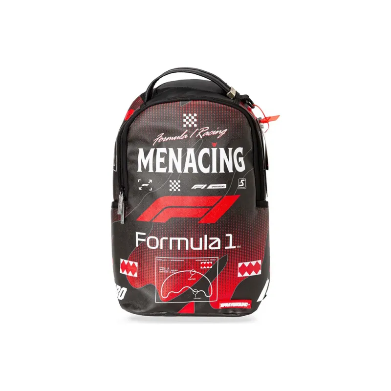 SPRAYGROUND F1 Formula One Collaboration Canvas Backpack Tubas Unisex Black Red Color Scheme-0