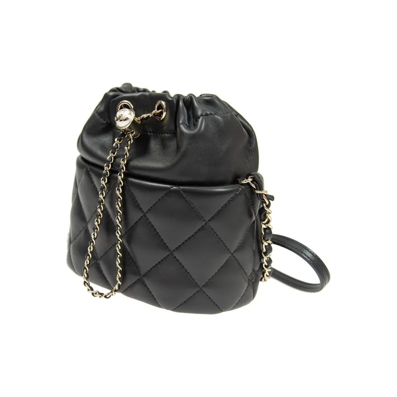 CHANEL Sheepskin Shoulder Bag, Crossbody Bag Medium Size Unisex Black-1