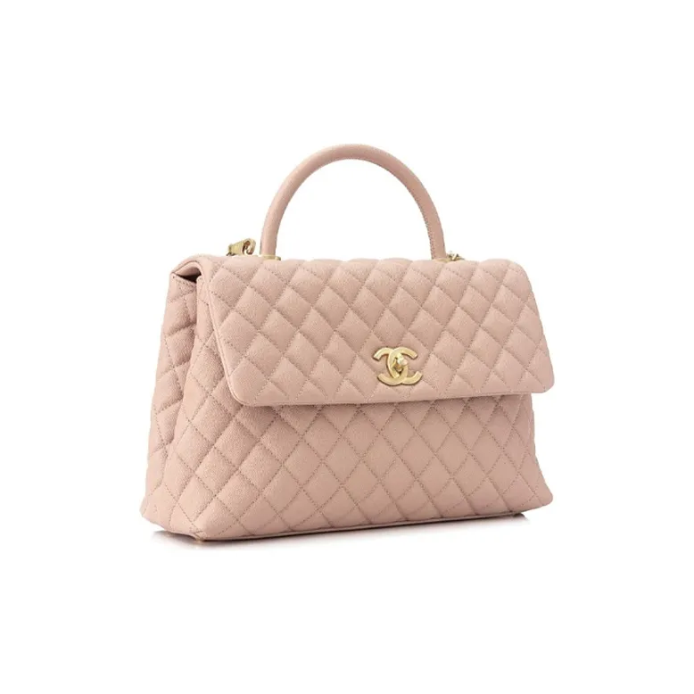 CHANEL Coco Handle Grain Embossed Cow Leather Shoulder Bag, Crossbody Bag, Handbag Women's Nude-1