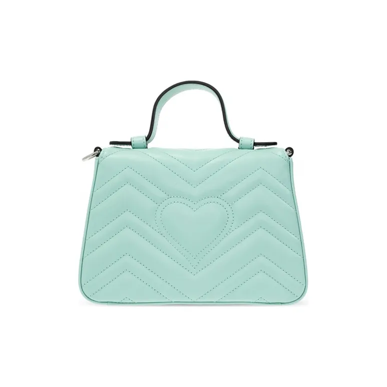 GUCCI Marmont Leather Messenger Bag Crossbody Handbag Shoulder Bag Mini Women's Green-2