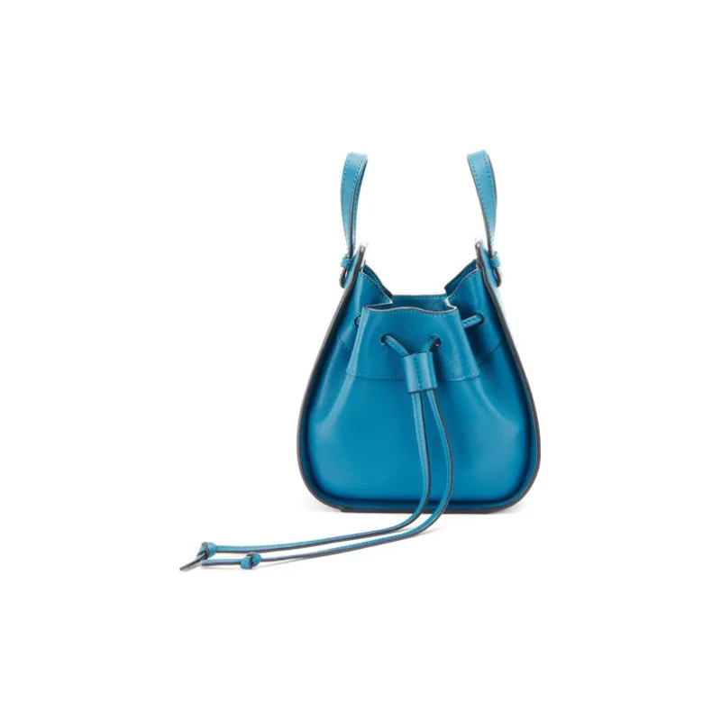 LOEWE Calfskin Drawstring Bag Portable Crossbody Bag Shoulder Bag Mini Unisex Lagoon Blue-3