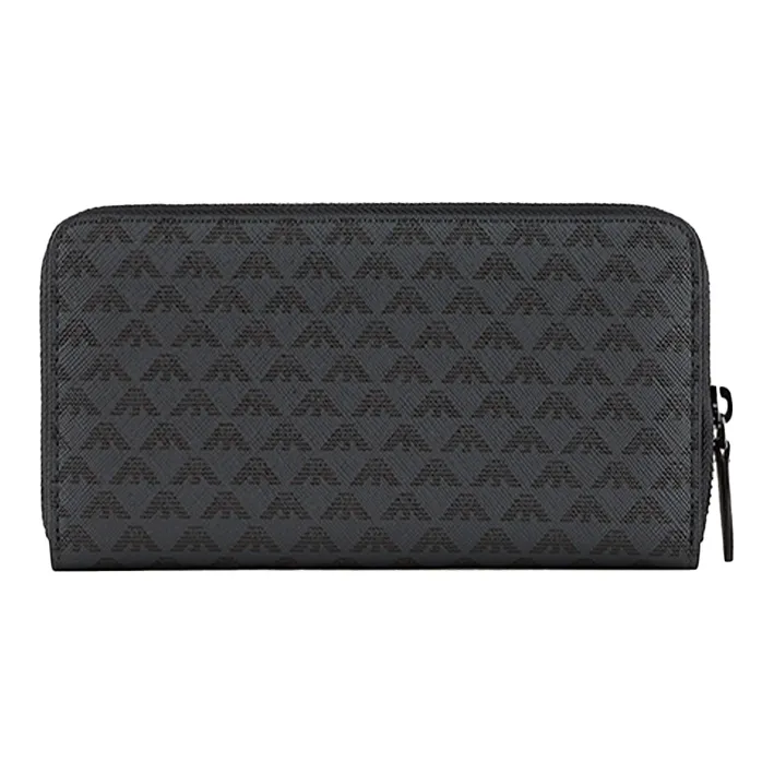 EMPORIO ARMANI Leather Zip Closure Clutch Coin Purse Wallet Men's Black-1