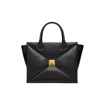Valentino One Stud Lambskin One Shoulder Handbag Large Size Women's Black