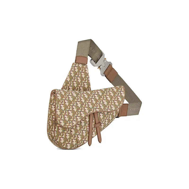 DIOR Saddle Embroidery Fanny Pack Sling Bag Saddle Bag Shoulder Bag Crossbody Bag Men's Khaki-1