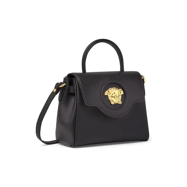 VERSACE Cow Leather Handbag Shoulder Bag Crossbody Bag Small Size Women's Black-1