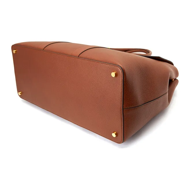 Mulberry Bayswater Grained Leather Handbag Men's Saddle Color-4