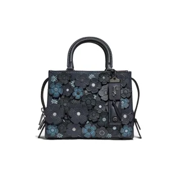 COACH Rogue Cow Leather, Leather One Shoulder Crossbody Bag, Crossbody Handbag, Handbag Medium Size Women's Navy Blue