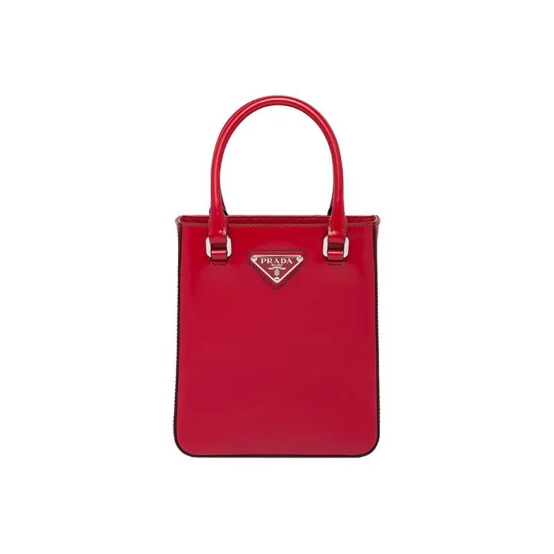 PRADA Leather Tote Bag Shopping Bag Portable Crossbody Bag Shoulder Bag Small Size Women's Scarlet-0