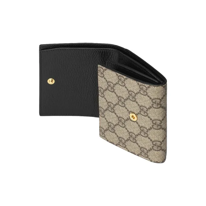 GUCCI Marmont Canvas With Leather Wallet Women's Ebony/Black-3
