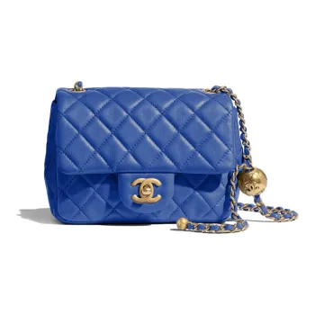 CHANEL Classic Flap CF Lambskin Shoulder Bag Crossbody Bag Blue