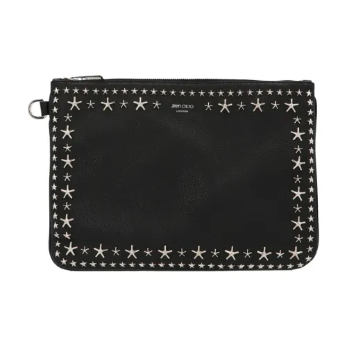 Jimmy Choo Calfskin Clutch Makeup Bag Women's Black