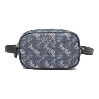 COACH Leather Carriage Camera Bag, One Shoulder Crossbody Fanny Pack Mini Women's Blue
