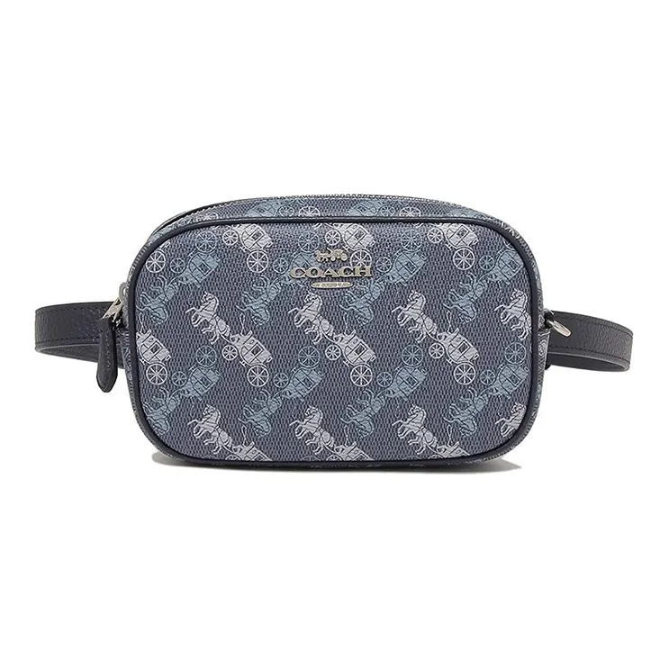 COACH Leather Carriage Camera Bag, One Shoulder Crossbody Fanny Pack Mini Women's Blue-0