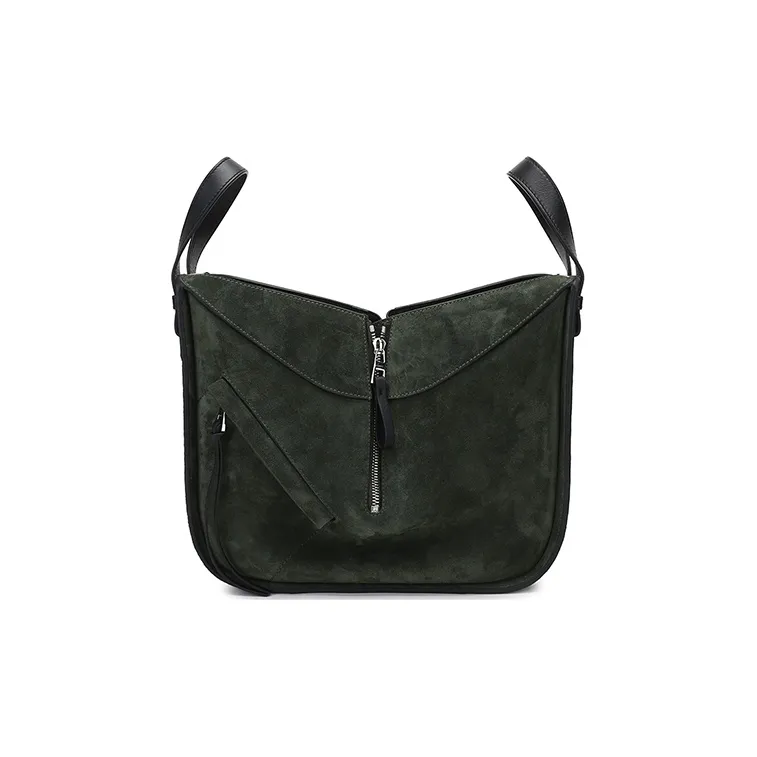 LOEWE Hammock Cow Leather Hammock Bag, One Shoulder Handbag Women's Vintage Green-4