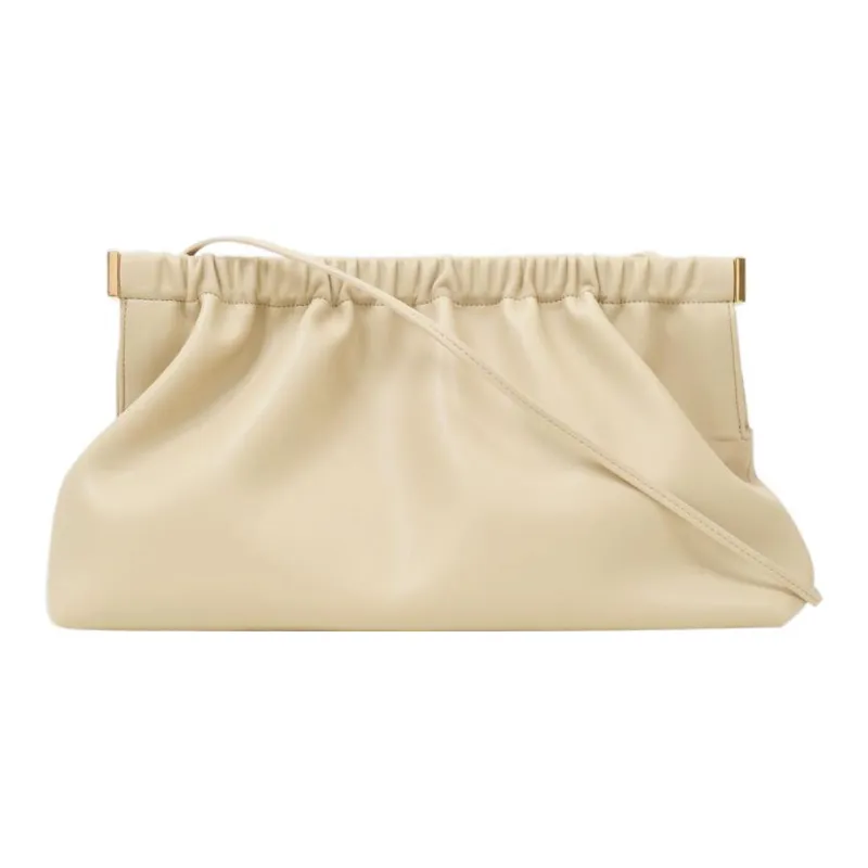 NANUSHKA Leather One Shoulder Crossbody Clutch Women's Beige-1