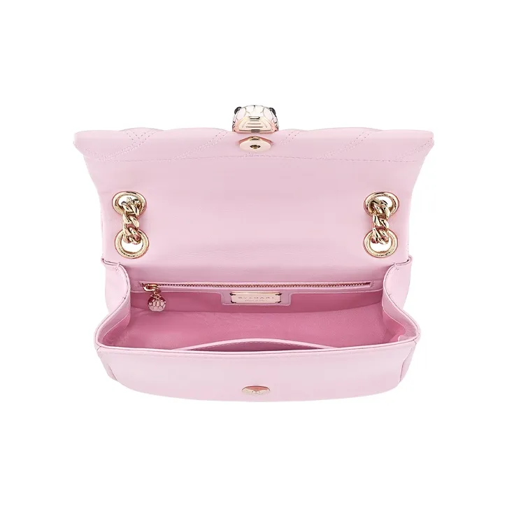 BVLGARI Lambskin Shoulder Bag Trumpets Women's Pink-3