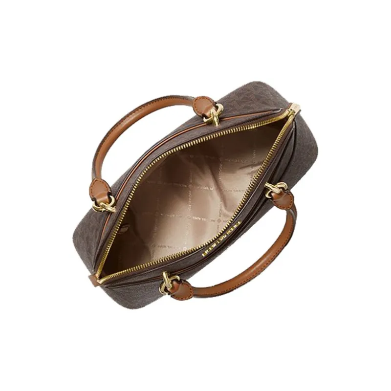 MICHAEL KORS Jet Set Canvas With Leather Dome Bag, Shoulder Bag, Crossbody Bag, Handbag Medium Size Women's Dark Brown-2