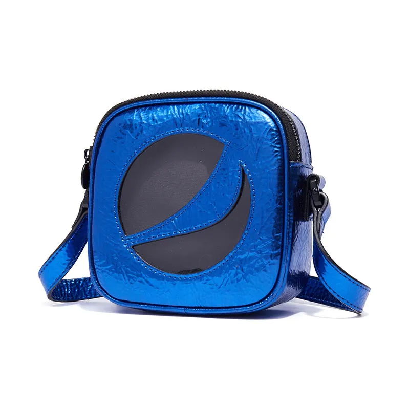 Pepsi Leather Shoulder Bag, Crossbody Bag Regular Unisex Dazzling Blue-2