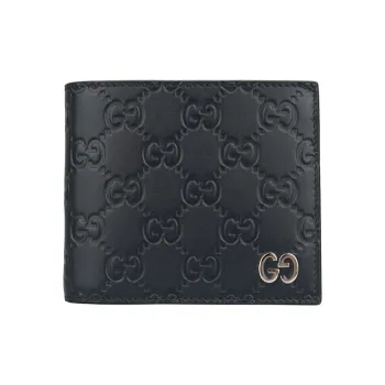 GUCCI Leather Wallet Men's Dark Blue/Navy Blue