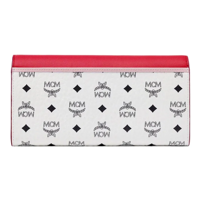 MCM Patricia Visetos Cow Leather Crossbody Wallet Women's White-2