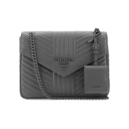Prada Lux Chain handbag in red grained leather and black piping