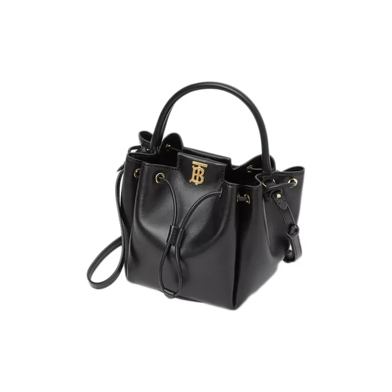 Burberry Leather Bucket Bag Handbag Crossbody Bag Shoulder Bag Regular Women's Black-1