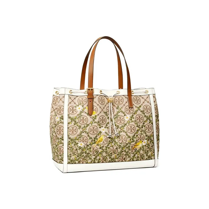 TORY BURCH T Monogram Leather Tote Bag Shopping Bag Shoulder Bag Handbag Women's Light Brown-1