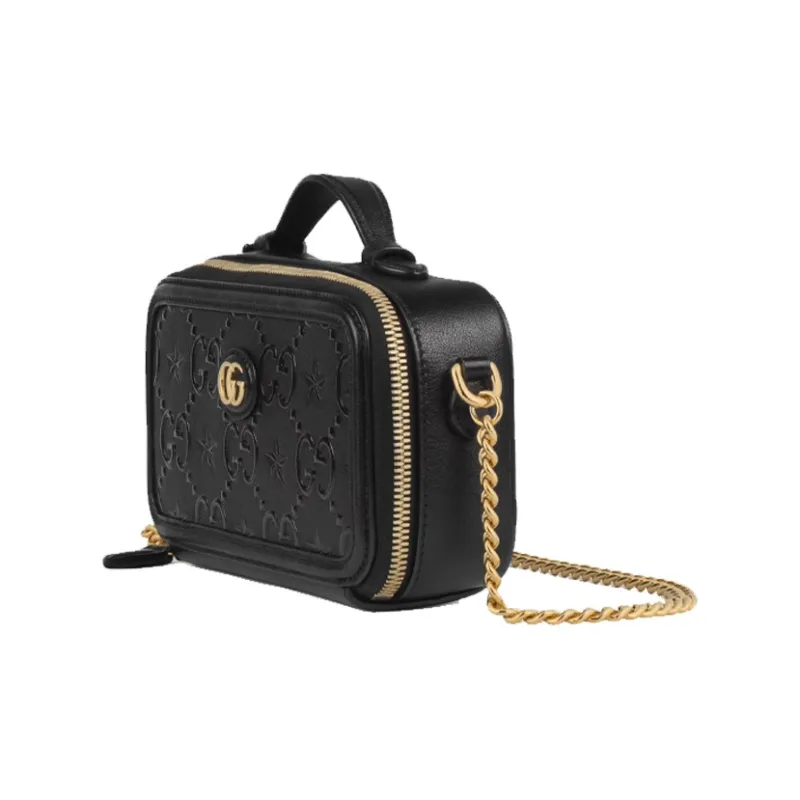 GUCCI Leather Cell Phone Pouch Handbag Shoulder Bag Crossbody Bag Small Size Women's Black-2