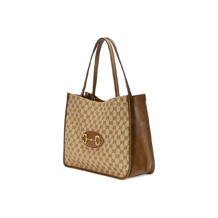 GUCCI Canvas With Leather Tote Bag Shopping Bag Shoulder Bag Handbag Regular Women's Ebony/Brown-1