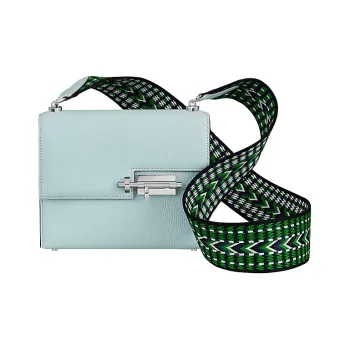 HERMES Verrou Mysore Goat Skin With Canvas Handgun Bag Shoulder Bag Crossbody Bag Mini Women's Misty Blue/Bamboo Green
