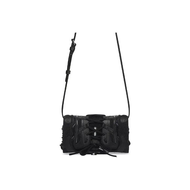 Balenciaga Fabric With Leather Cell Phone Pouch, Shoulder Bag, Crossbody Bag Regular Women's Black-1